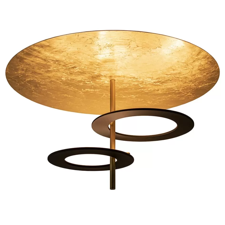 Plafondlampen | Eetkamerverlichting>Straluma Plafondlamp Hula Hoop gold leaf/black