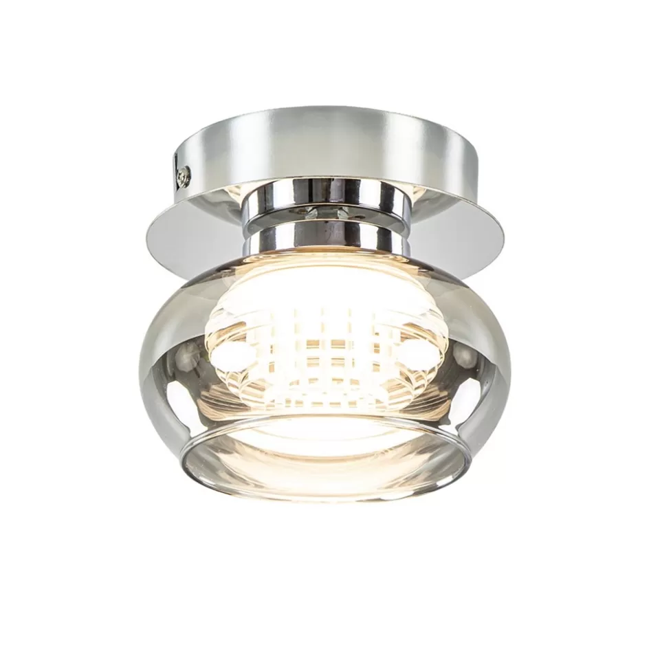 Plafondlampen | Halverlichting>Straluma Plafondlamp klein chroom met smoke glas