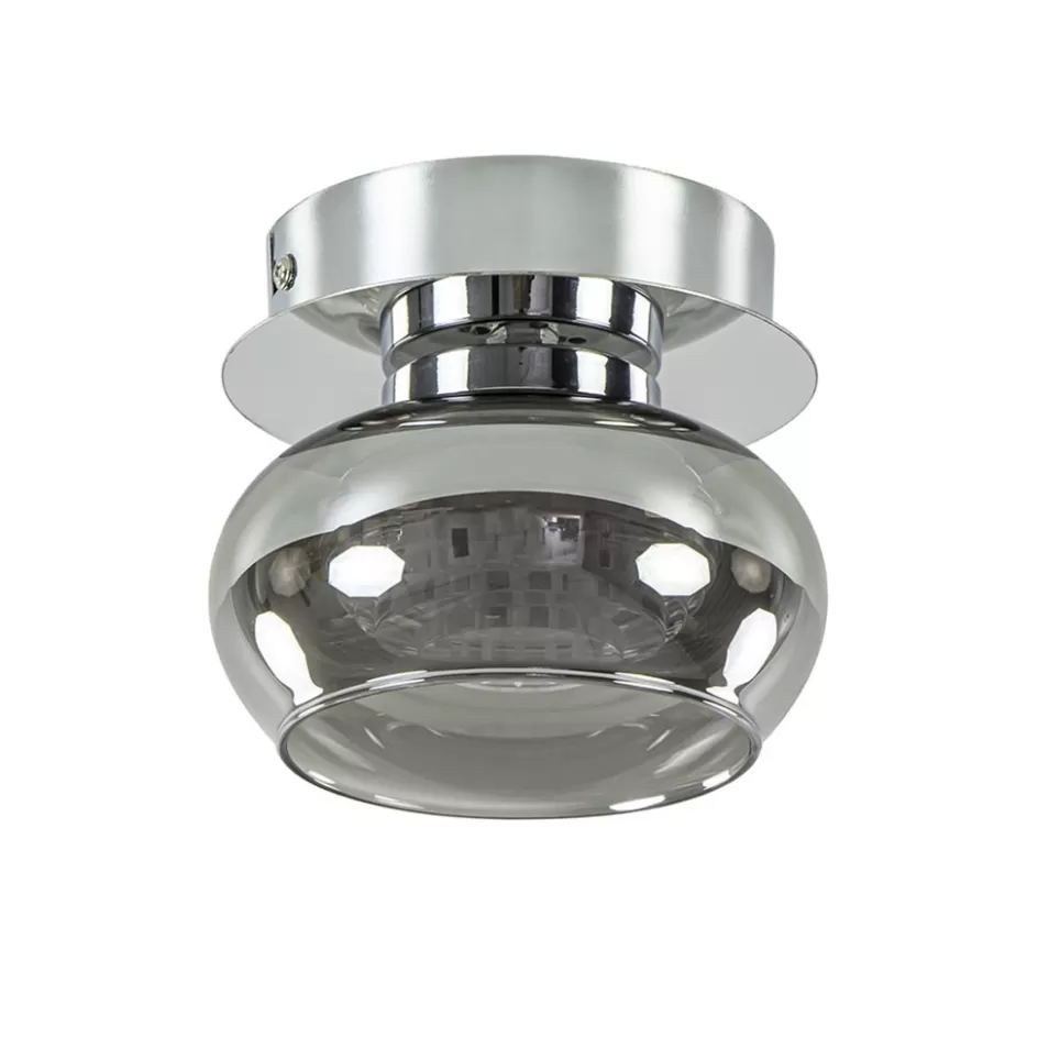 Plafondlampen | Halverlichting>Straluma Plafondlamp klein chroom met smoke glas