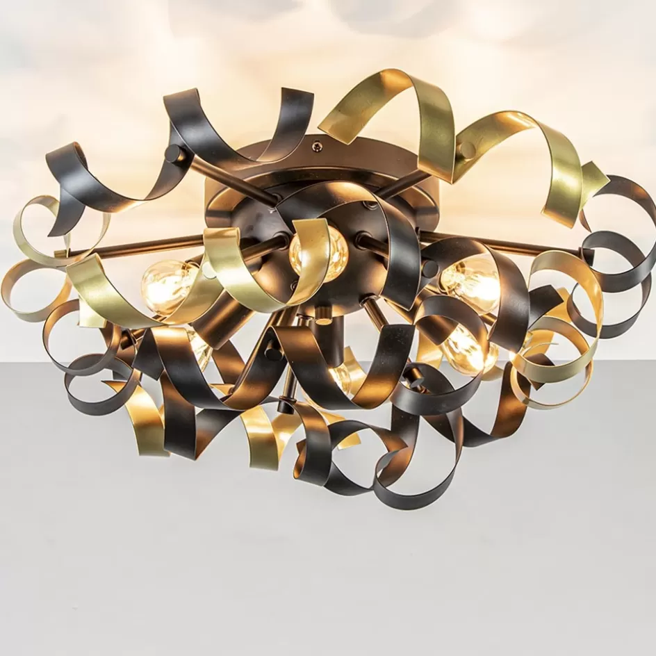 Plafondlampen | Decoratieve Verlichting>Straluma Plafondlamp Krul zwart/goud