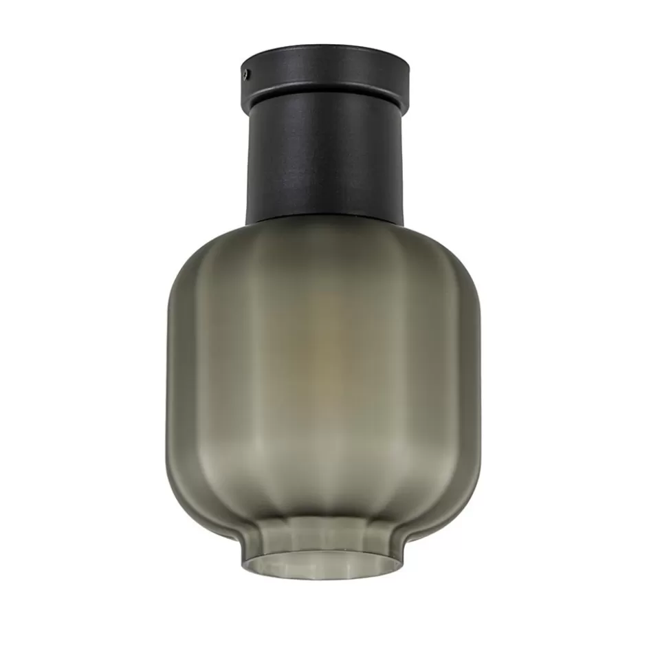 Plafondlampen | Design Verlichting>Straluma Plafondlamp Lett zwart + smoke glas 20cm