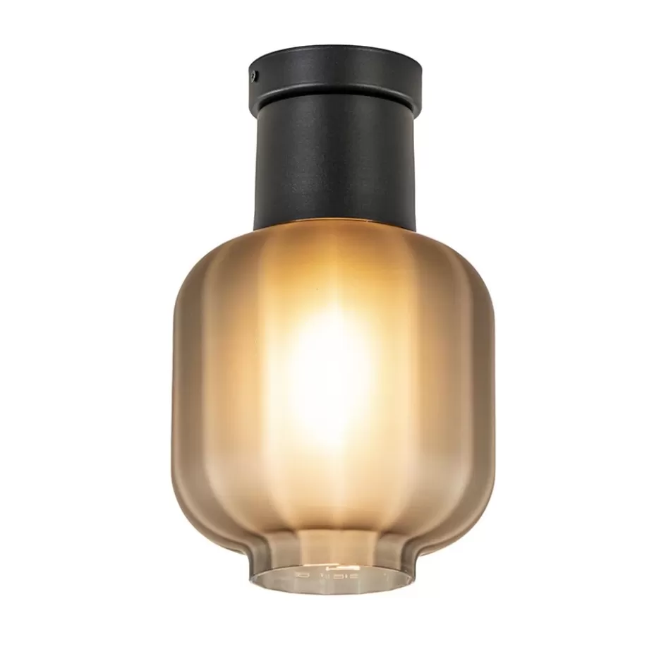 Plafondlampen | Design Verlichting>Straluma Plafondlamp Lett zwart + smoke glas 20cm