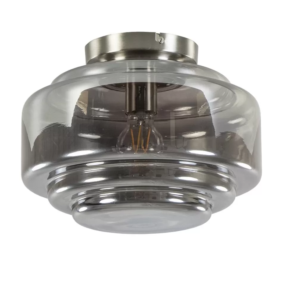 Keukenverlichting | Halverlichting>Straluma Plafondlamp nikkel + smoke glas