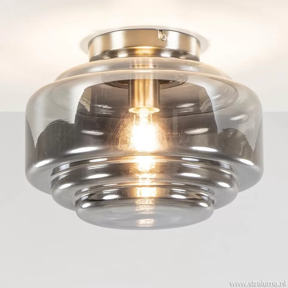 Keukenverlichting | Halverlichting>Straluma Plafondlamp nikkel + smoke glas