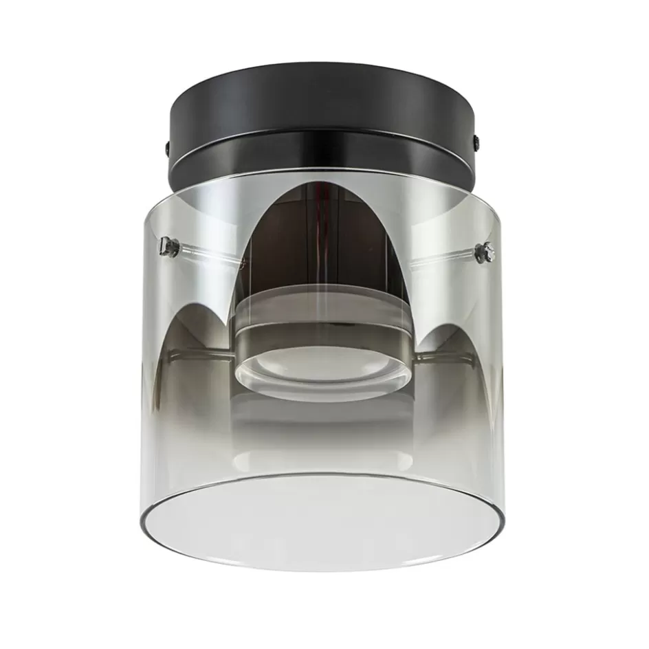 Plafondlampen | Woonkamerlampen>Straluma Plafondlamp Salerno zwart/smoke glas