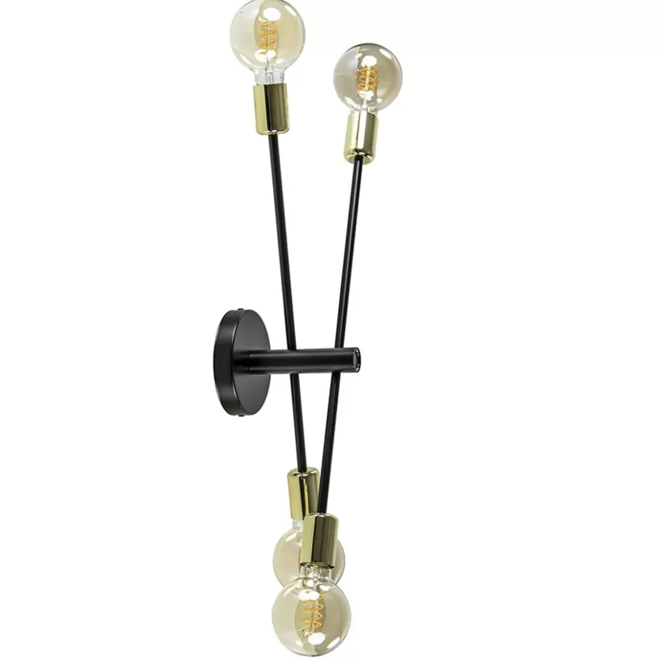 Plafondlampen | Wandlampen>Straluma Plafondlamp Sticks 4L zwart/goud excl. e27 l.b.