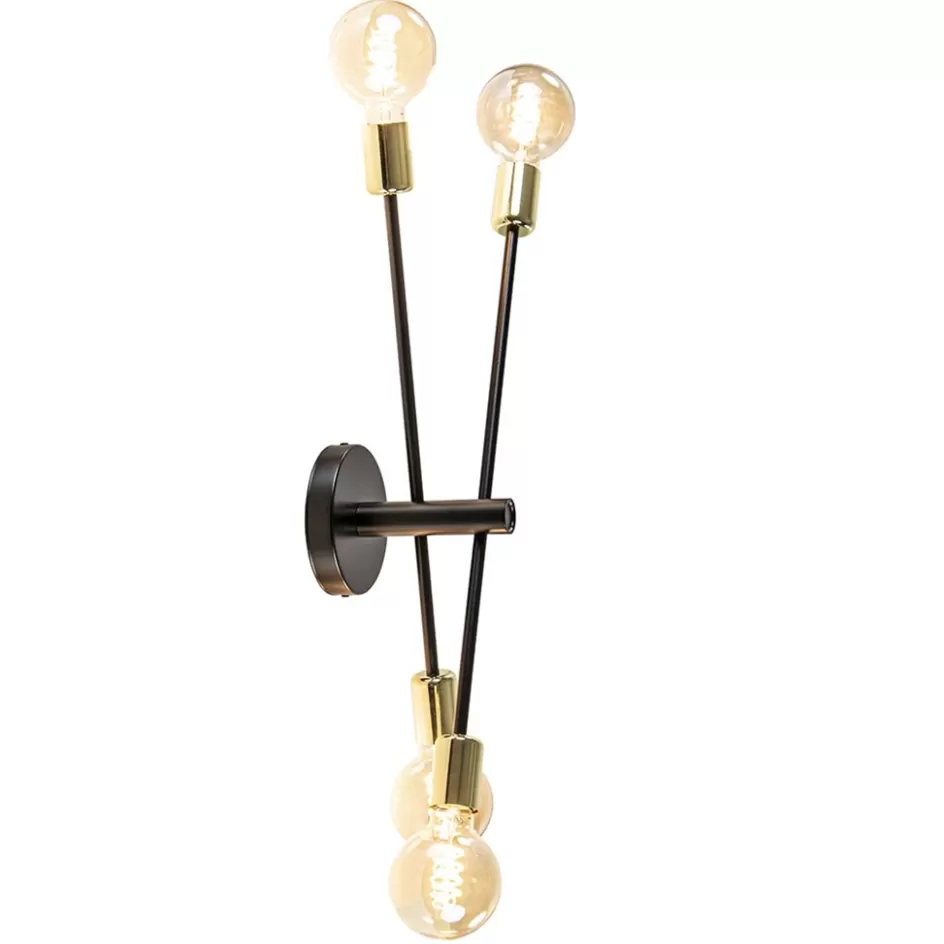 Plafondlampen | Wandlampen>Straluma Plafondlamp Sticks 4L zwart/goud excl. e27 l.b.