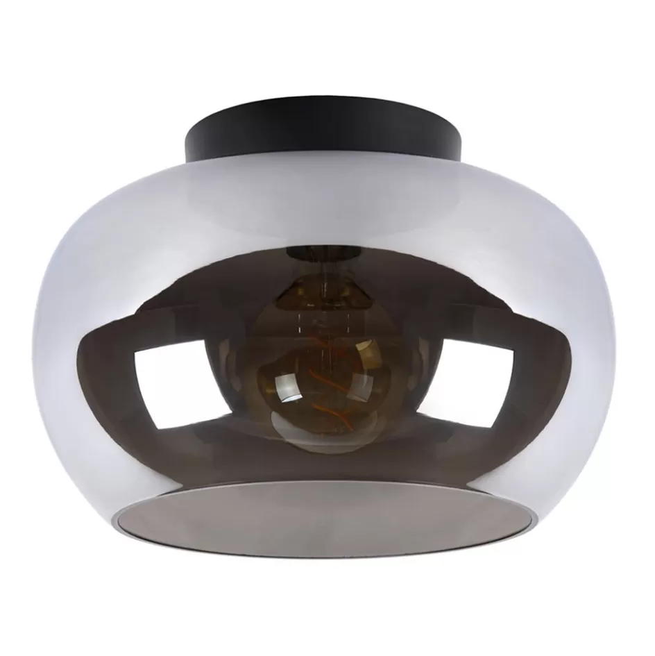 Halverlichting | Plafondlampen>Straluma Plafondlamp zwart met smoke glas