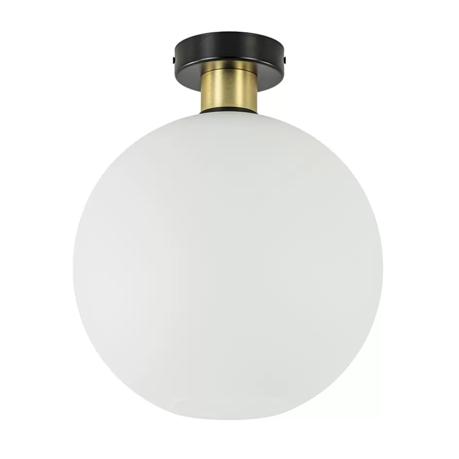 Plafondlampen | Luxe Verlichting>Straluma Plafondlamp zwart/goud met opaal glas 30 cm