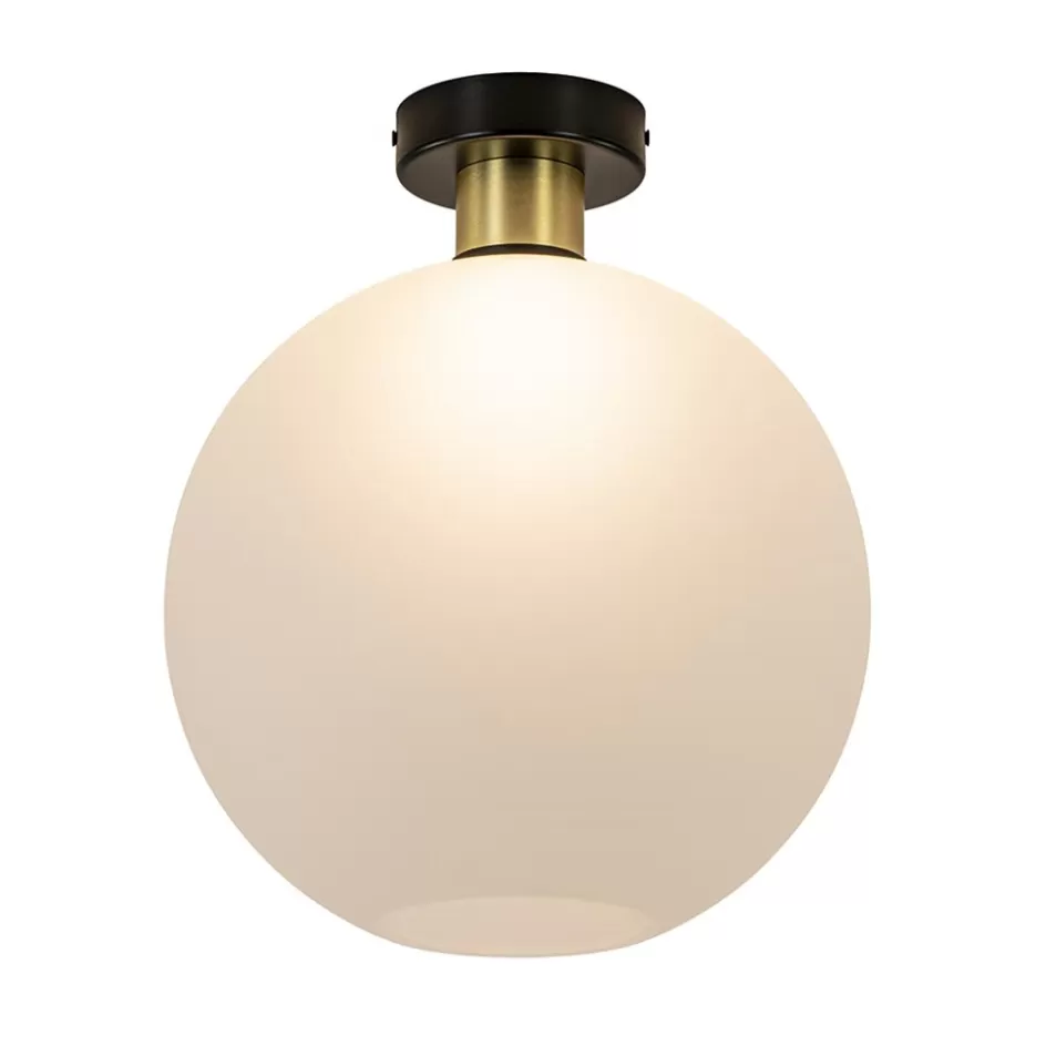 Plafondlampen | Luxe Verlichting>Straluma Plafondlamp zwart/goud met opaal glas 30 cm