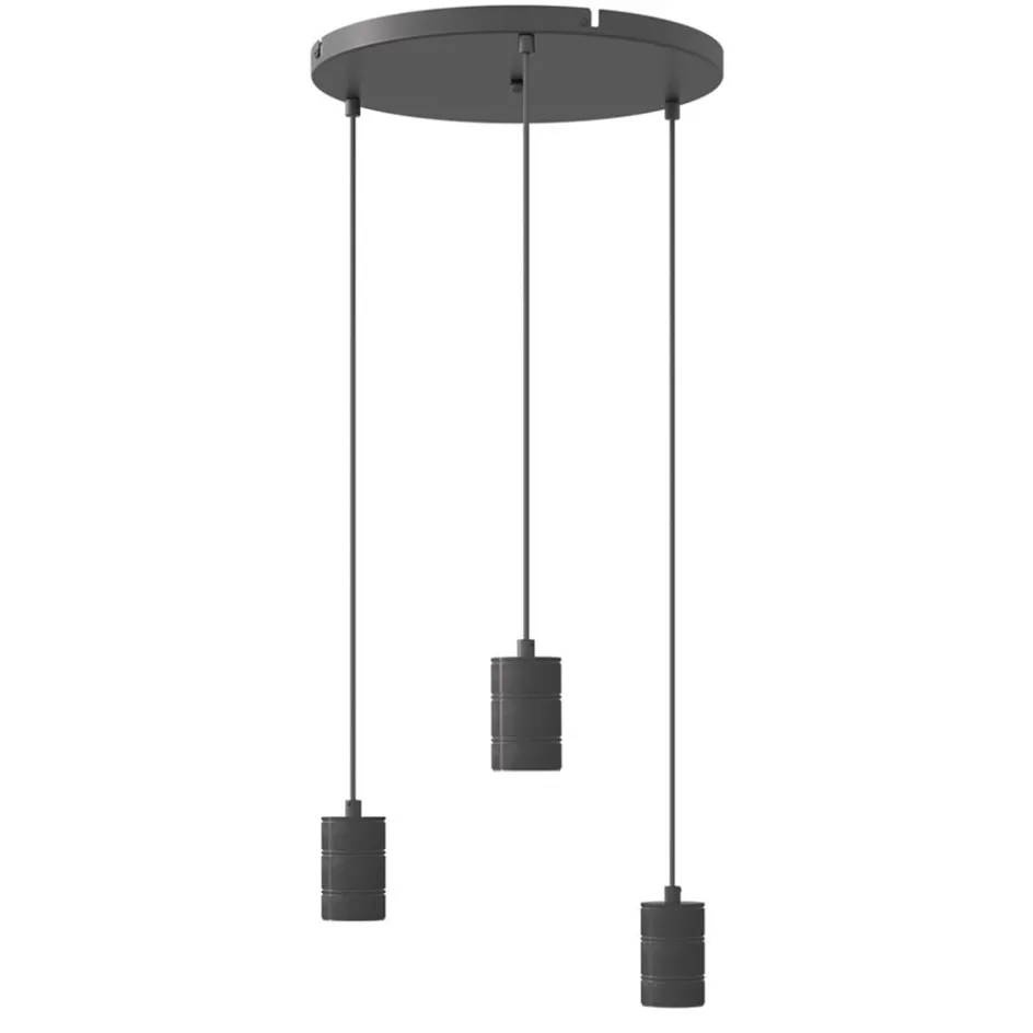 Hanglampen | Calex>Straluma Plafondplaat 3-l rond 40cm zwart excl.lb