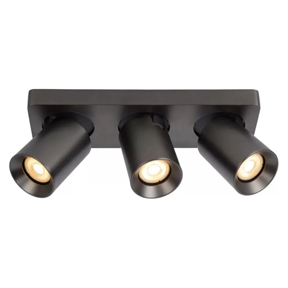 Plafondlampen | Opbouwspots>Straluma Plafondspot 3-lichts balk gunmetal gu10