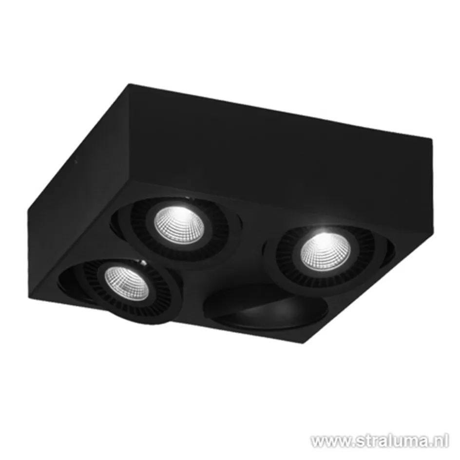 Plafondlampen | Opbouwspots>Straluma Plafondspot Eye box 4L zwart 3000k