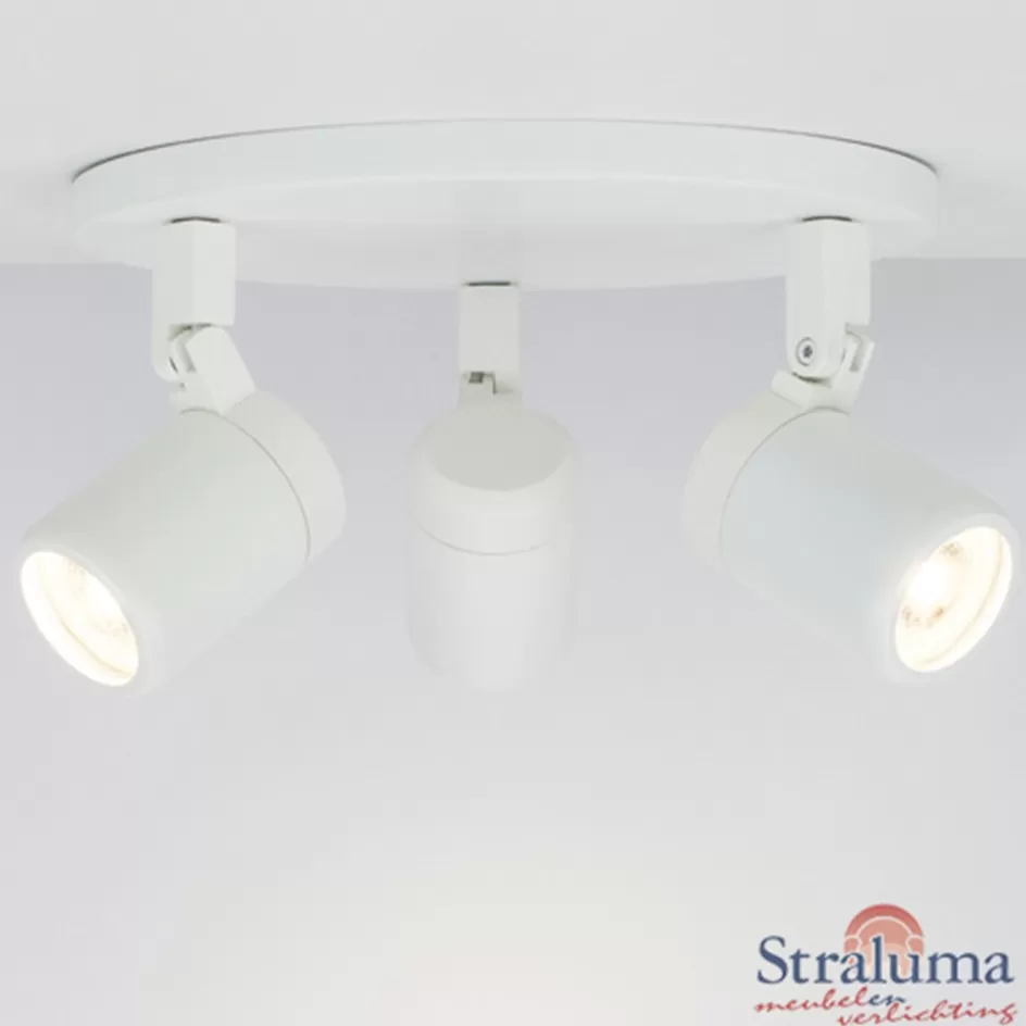 Plafondlampen | Opbouwspots>Straluma Plafondspot Rain 3L rond wit IP44