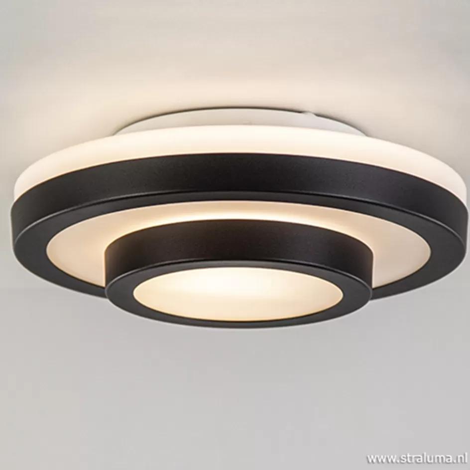 Plafonnières | Keukenverlichting>Straluma Plafonnière Master zwart+opaal glas IP44