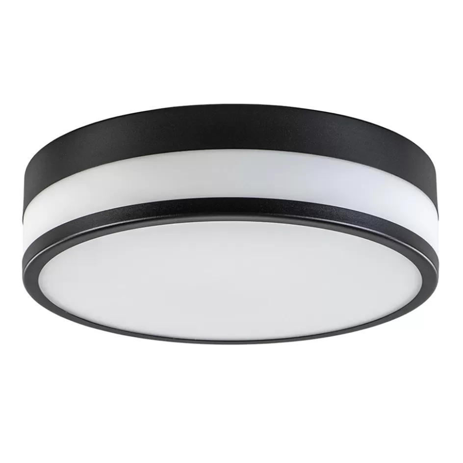 Plafondlampen | Plafonnières>Straluma Plafonnière zwart/opaal glas 3-step dim IP44