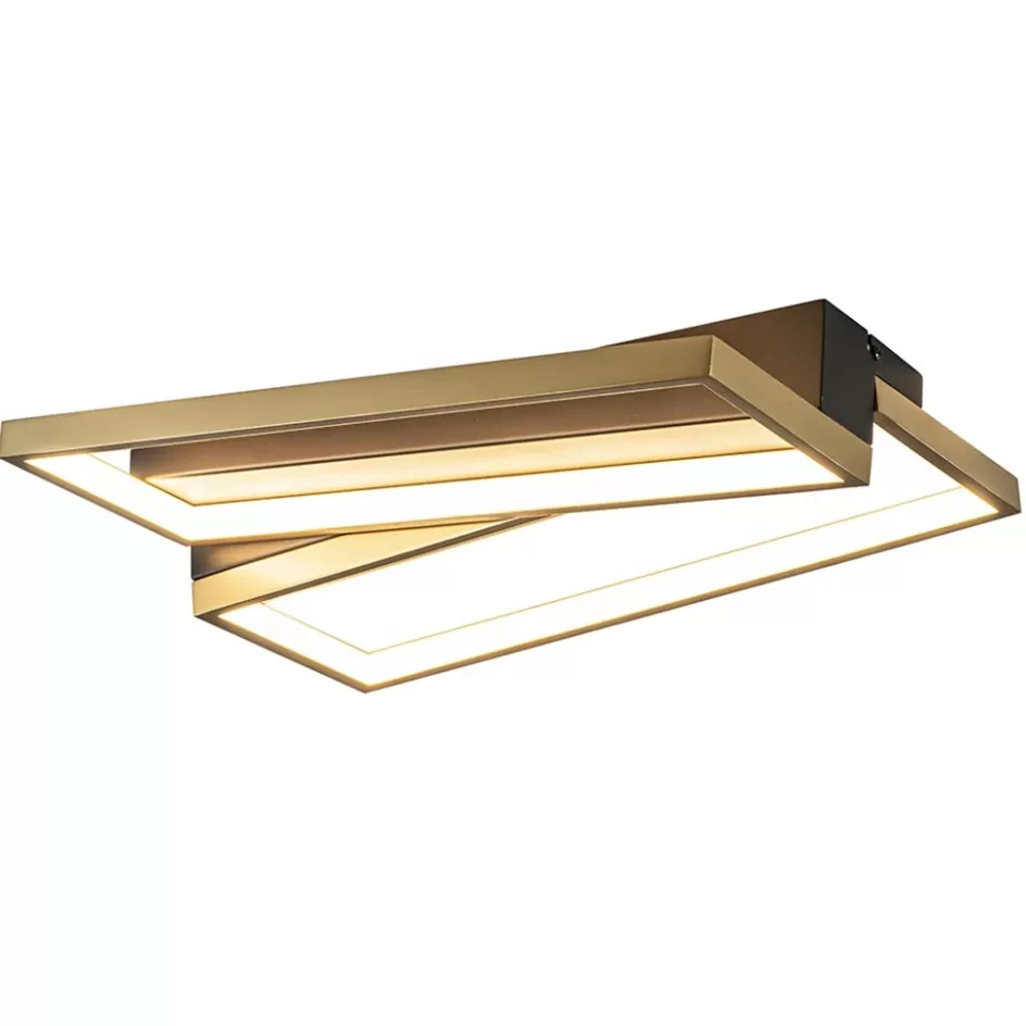 Plafondlampen | LED Plafondlampen>Straluma Rechthoekige LED plafondlamp zwart goud design