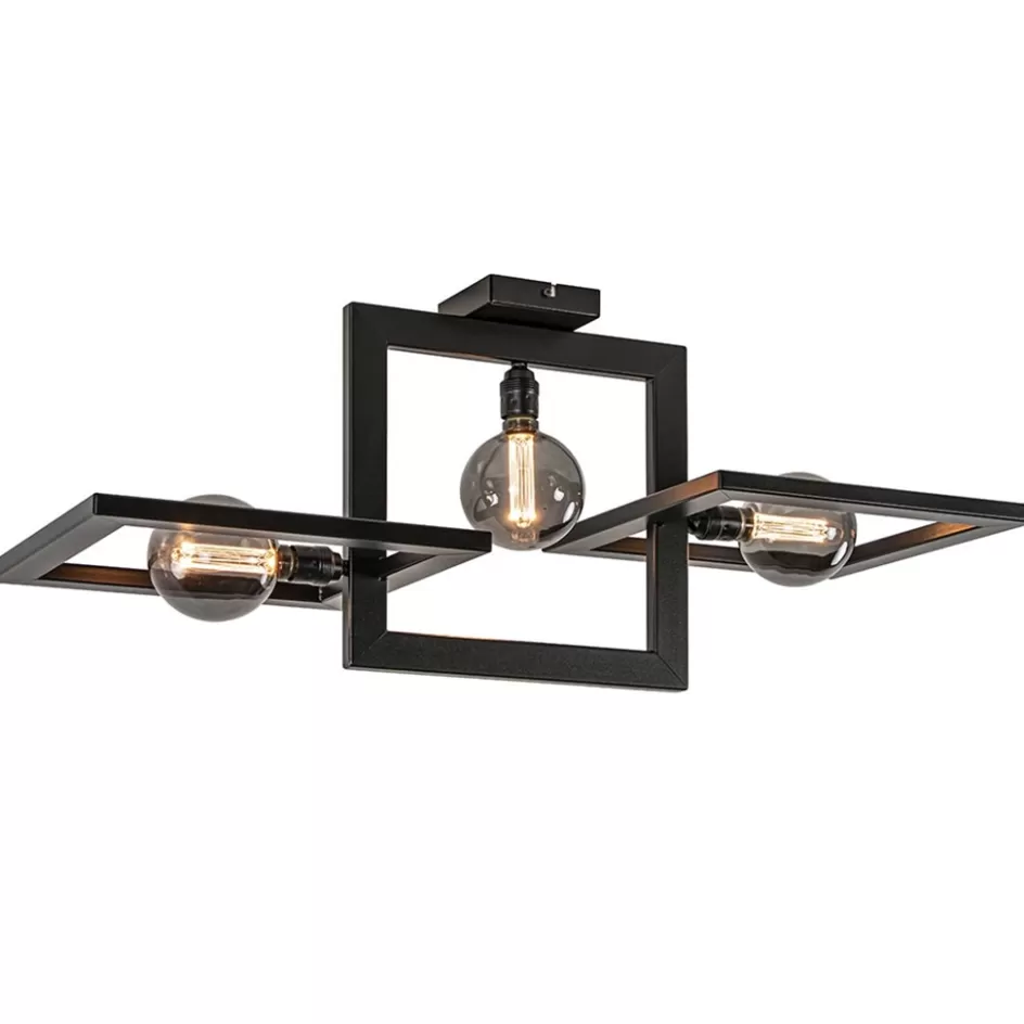 Plafondlampen | Design Verlichting>Straluma Rechthoekige plafondlamp triple square mat zwart