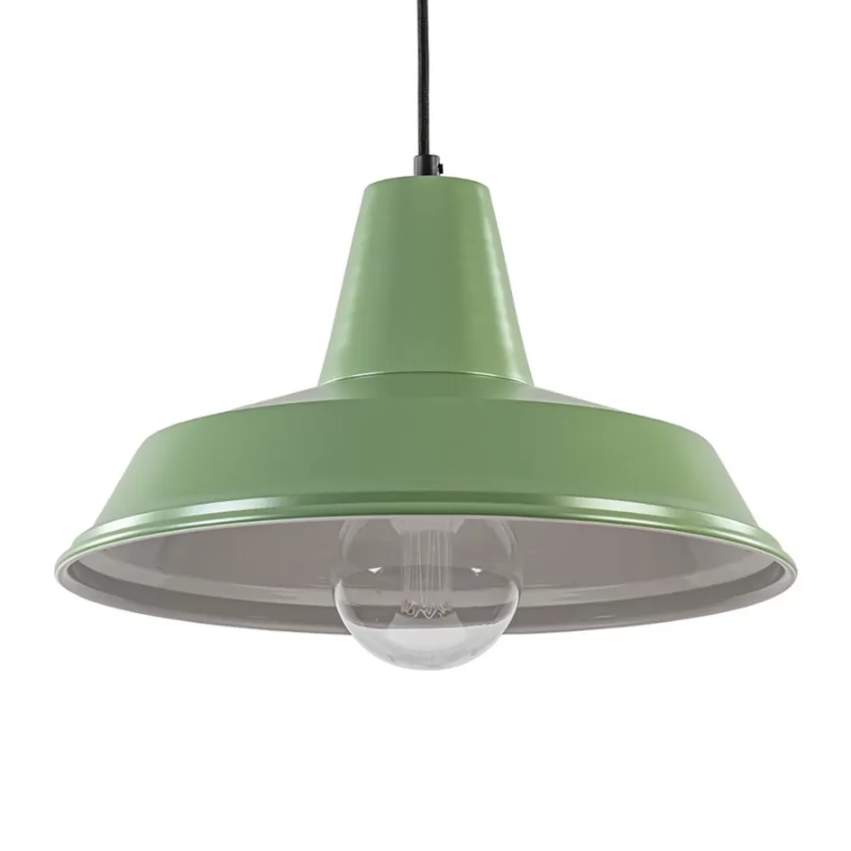 Woonkamerlampen | Tienerkamerlampen>Straluma Retro metalen hanglamp groen met wit