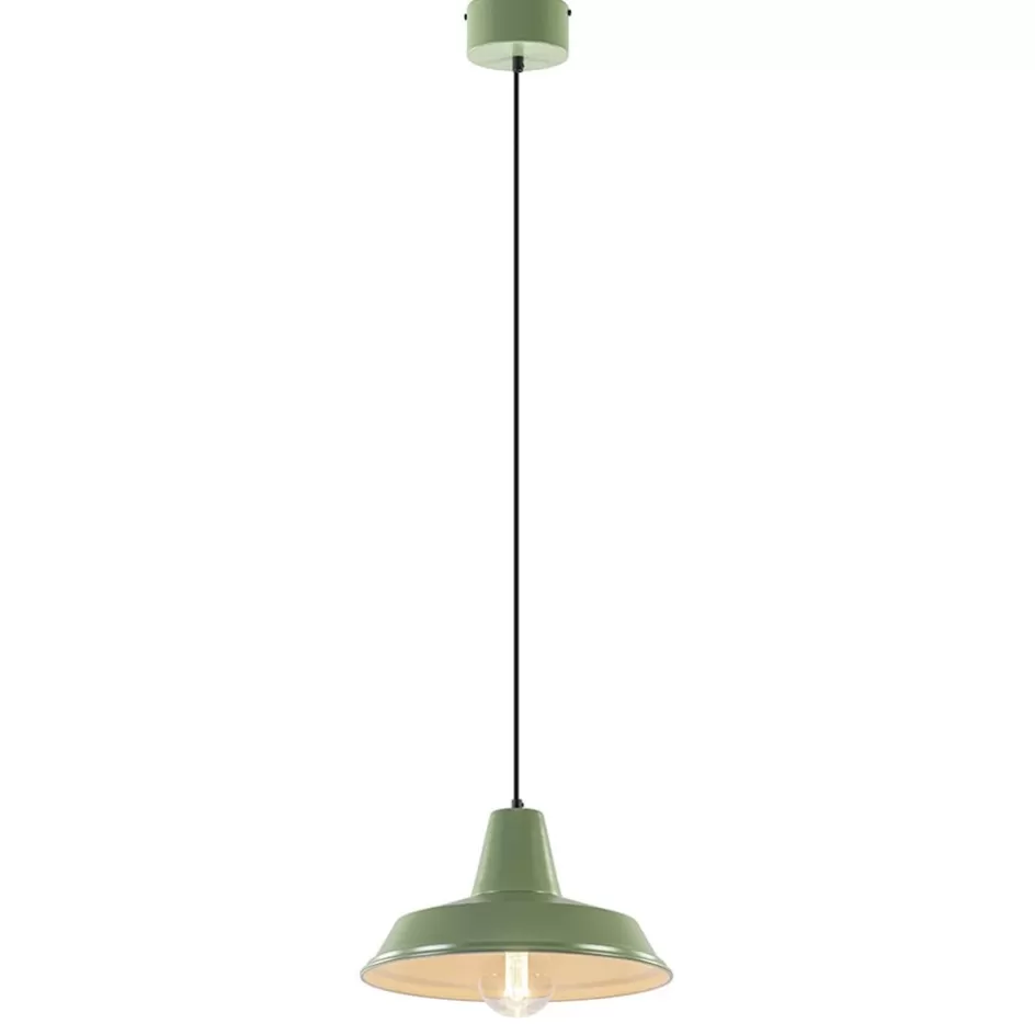 Woonkamerlampen | Tienerkamerlampen>Straluma Retro metalen hanglamp groen met wit