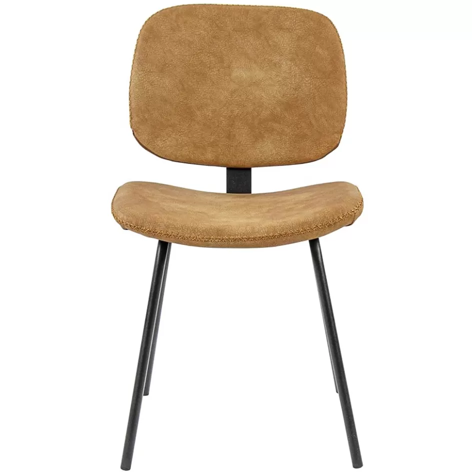 Eetkamerstoelen>Straluma Retro moderne eetkamerstoel van imitatieleer