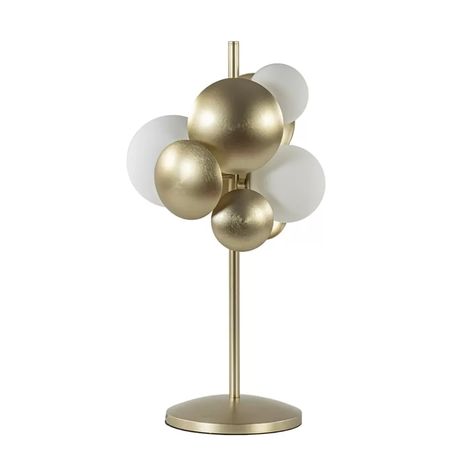 Tafellampen | Design Verlichting>Straluma Retro tafellamp goud met wit glas