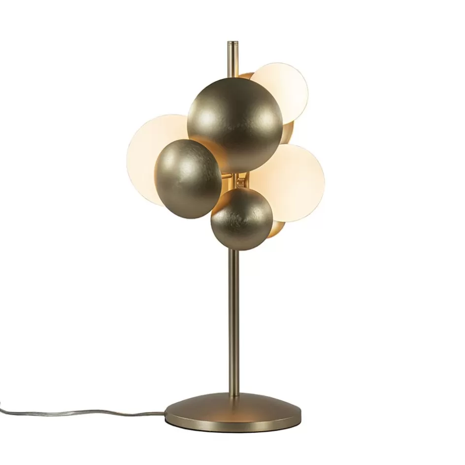 Tafellampen | Design Verlichting>Straluma Retro tafellamp goud met wit glas