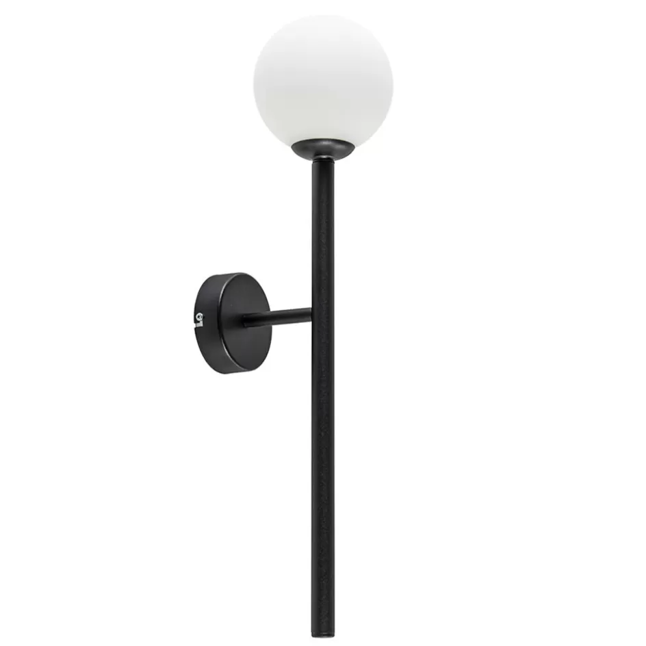 Wandlampen | Industriële Verlichting>Straluma Retro wandlamp zwart met witte glazen bol