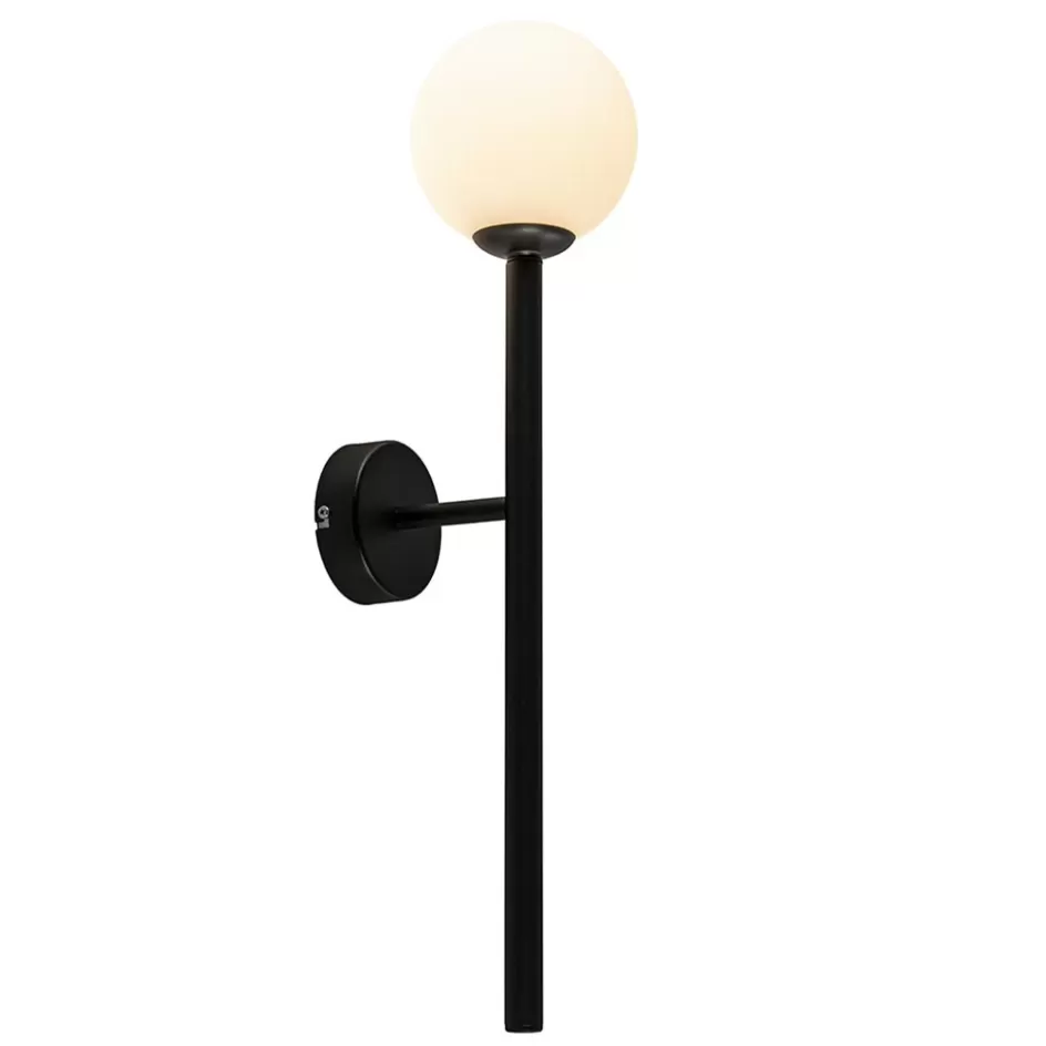 Wandlampen | Industriële Verlichting>Straluma Retro wandlamp zwart met witte glazen bol