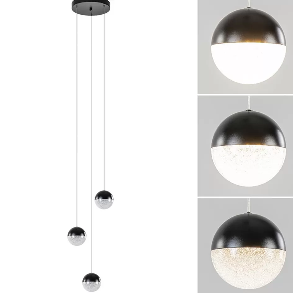 Hanglampen | Pendel Lampen>Straluma Ronde 3-Lichts LED hanglamp met zwarte bollen dimbaar