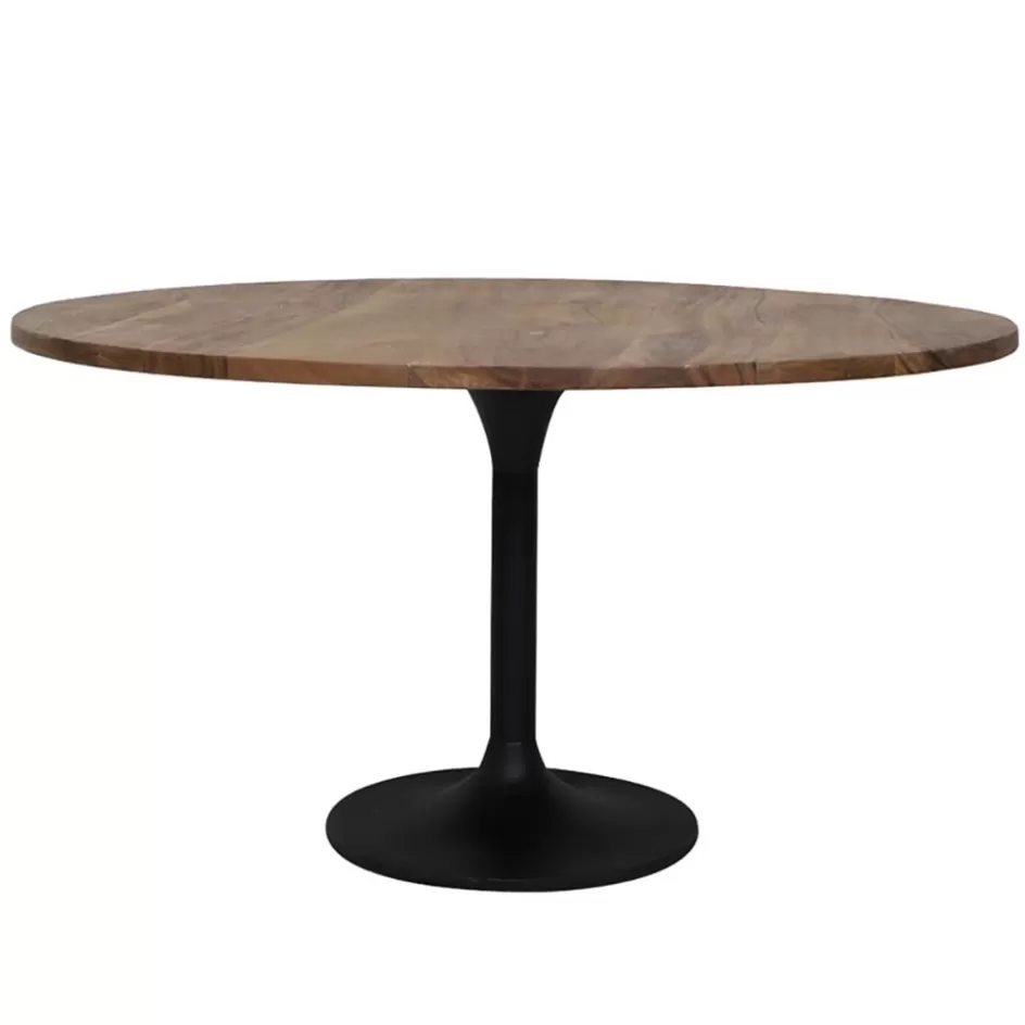 Light and Living | Eettafels>Straluma Ronde eettafel acacia hout met zwarte poot Bicoca