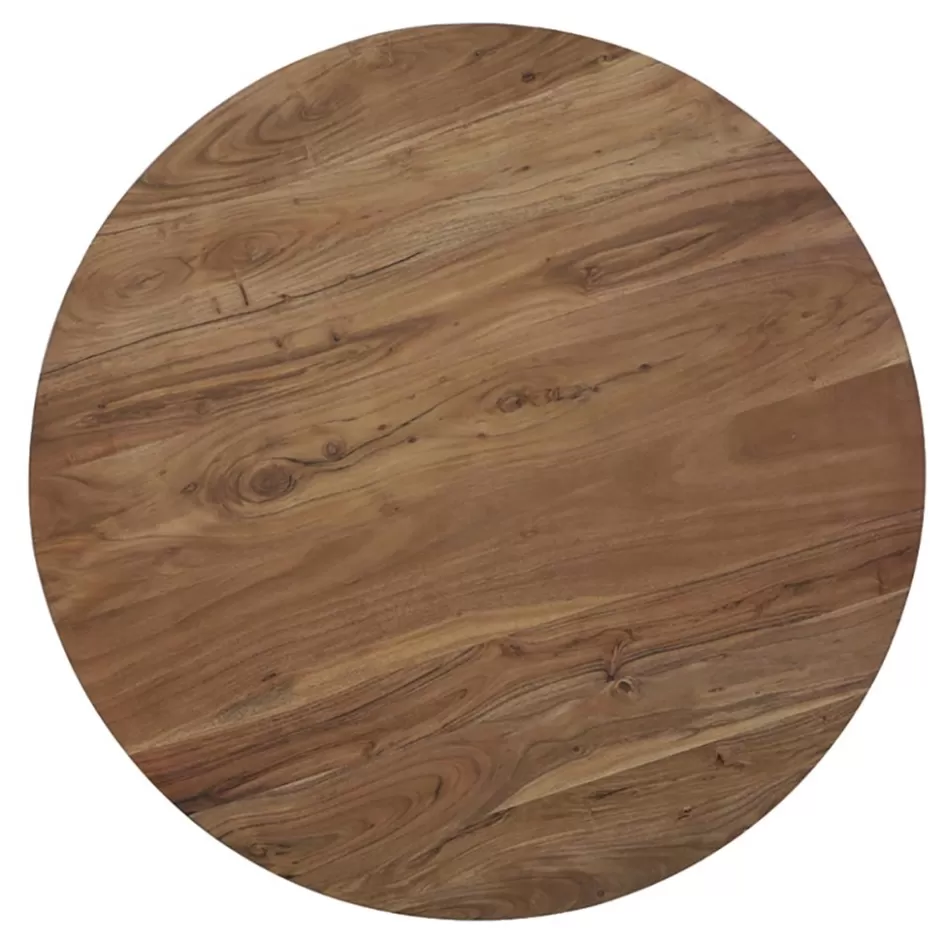 Light and Living | Eettafels>Straluma Ronde eettafel acacia hout met zwarte poot Bicoca