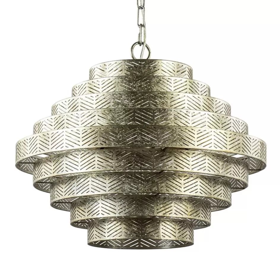 Eettafellampen | Eetkamerverlichting>Straluma Ronde hanglamp metaal oud zilver 55 cm