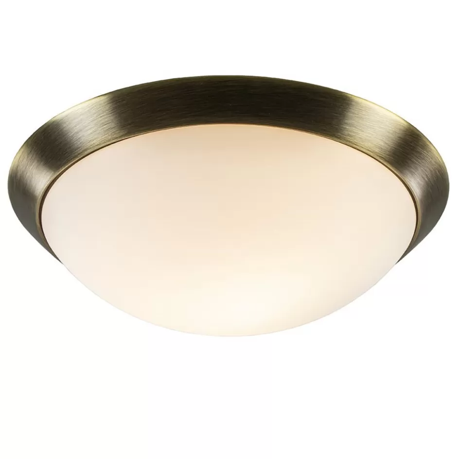 Plafonnières | Keukenverlichting>Straluma Ronde plafondlamp brons met wit glazen kap