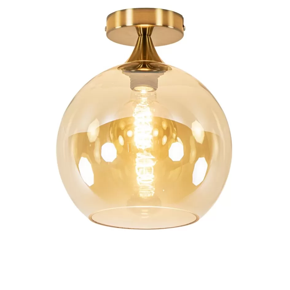 Plafondlampen | Klassieke Verlichting>Straluma Ronde plafondlamp goud met amber glas