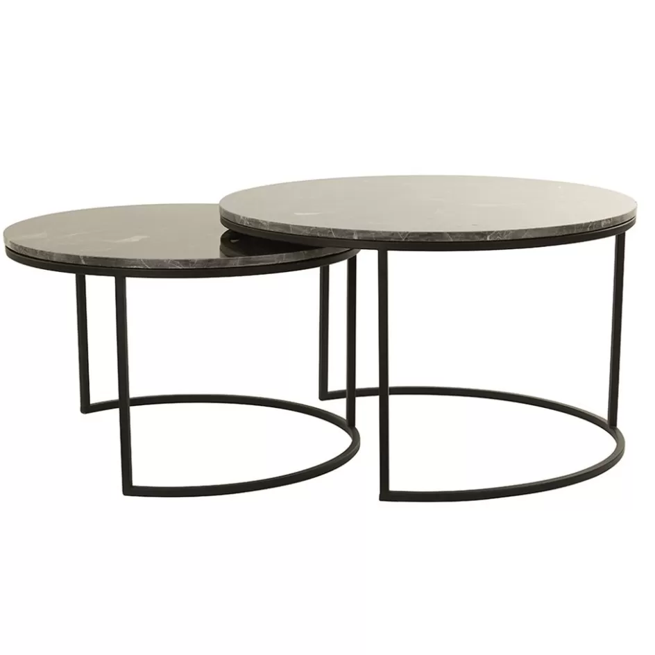 Light and Living | Salontafels>Straluma Salontafel Alfio set van 2 bruin marmer met zwart