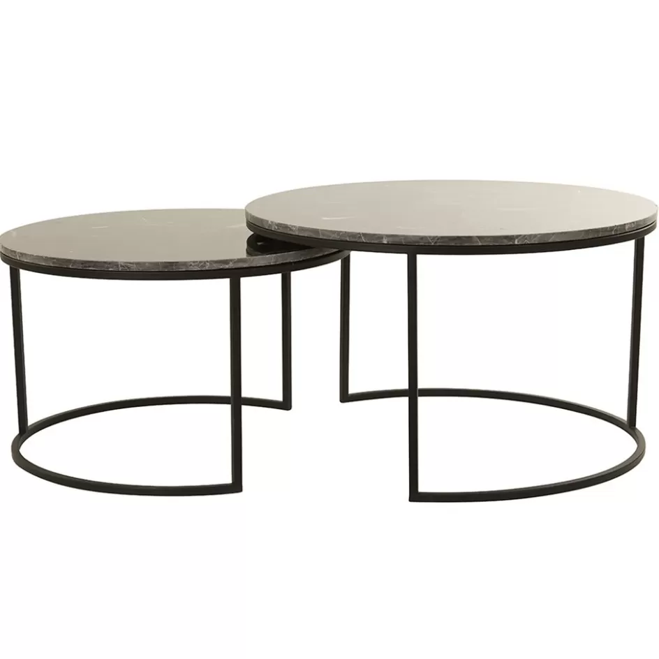 Light and Living | Salontafels>Straluma Salontafel Alfio set van 2 bruin marmer met zwart