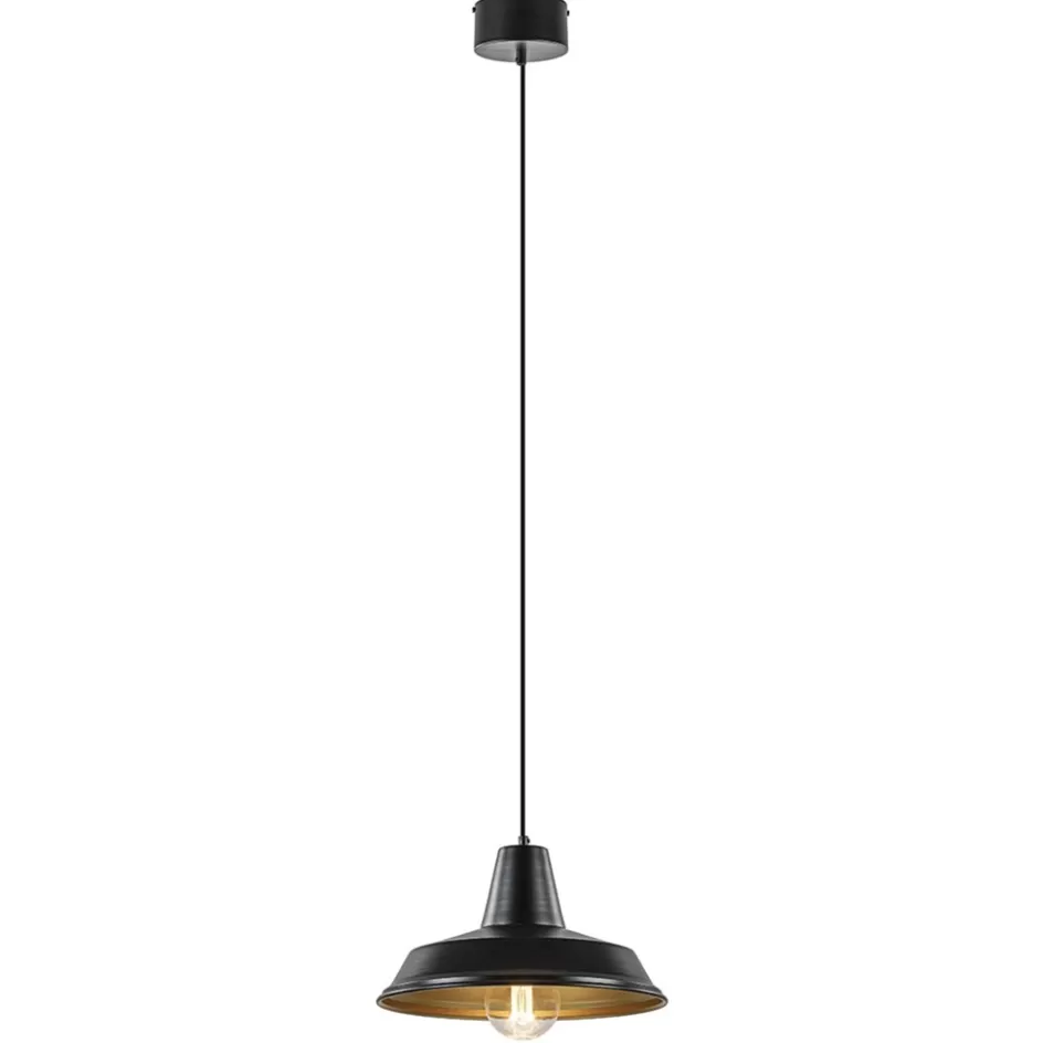 Tienerkamerlampen | Kinderkamerverlichting>Straluma Scandinavische hanglamp zwart met goud 36 cm