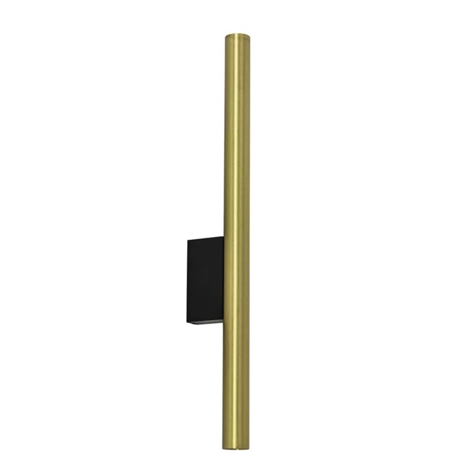 Woonkamerlampen | Slaapkamerlampen>Straluma Smalle wandlamp cilinder zwart met solid brass