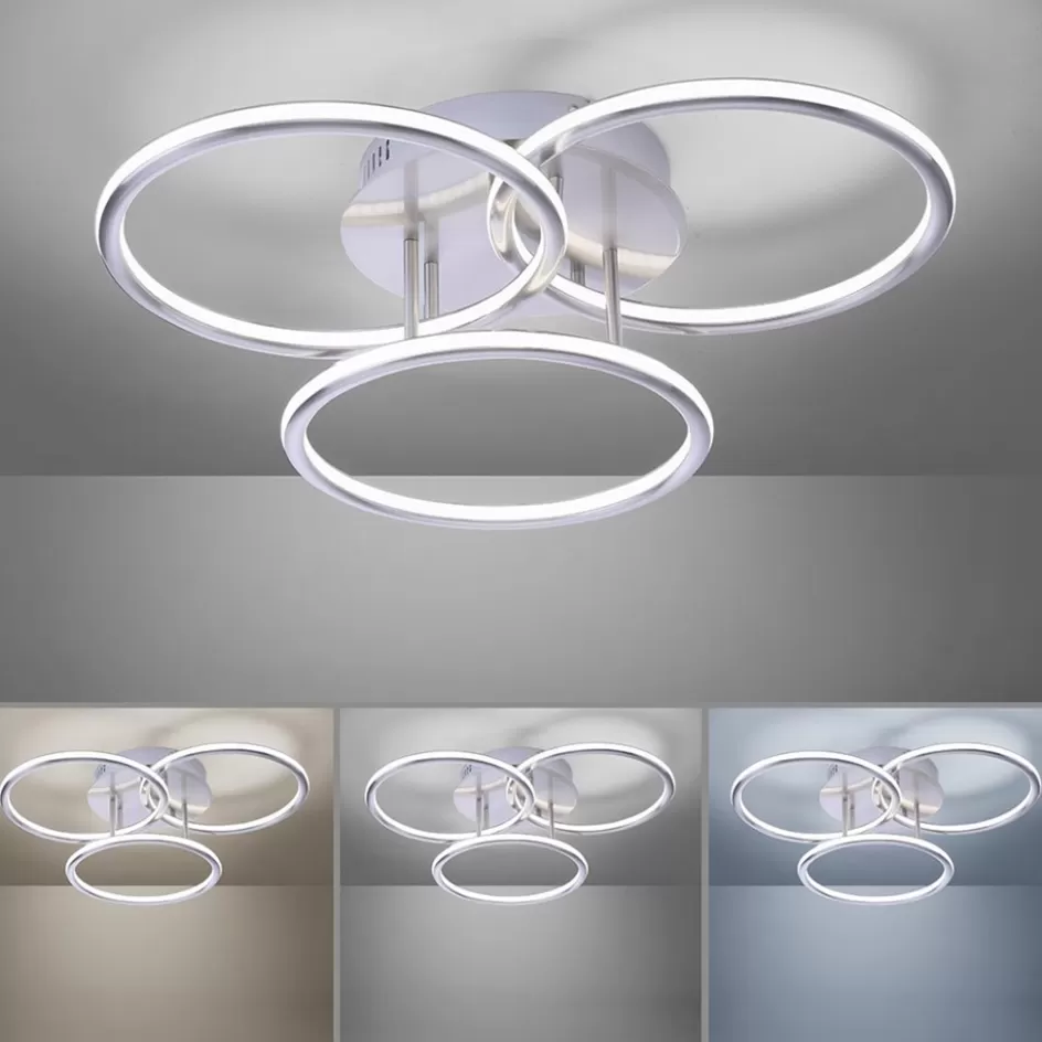 Plafondlampen | Smart lampen>Straluma Smart plafondlamp 3x ringen nikkel inclusief LED