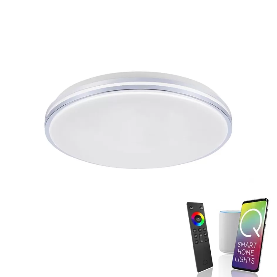 Plafondlampen | Smart lampen>Straluma Smart plafondlamp wit met chroom IP44