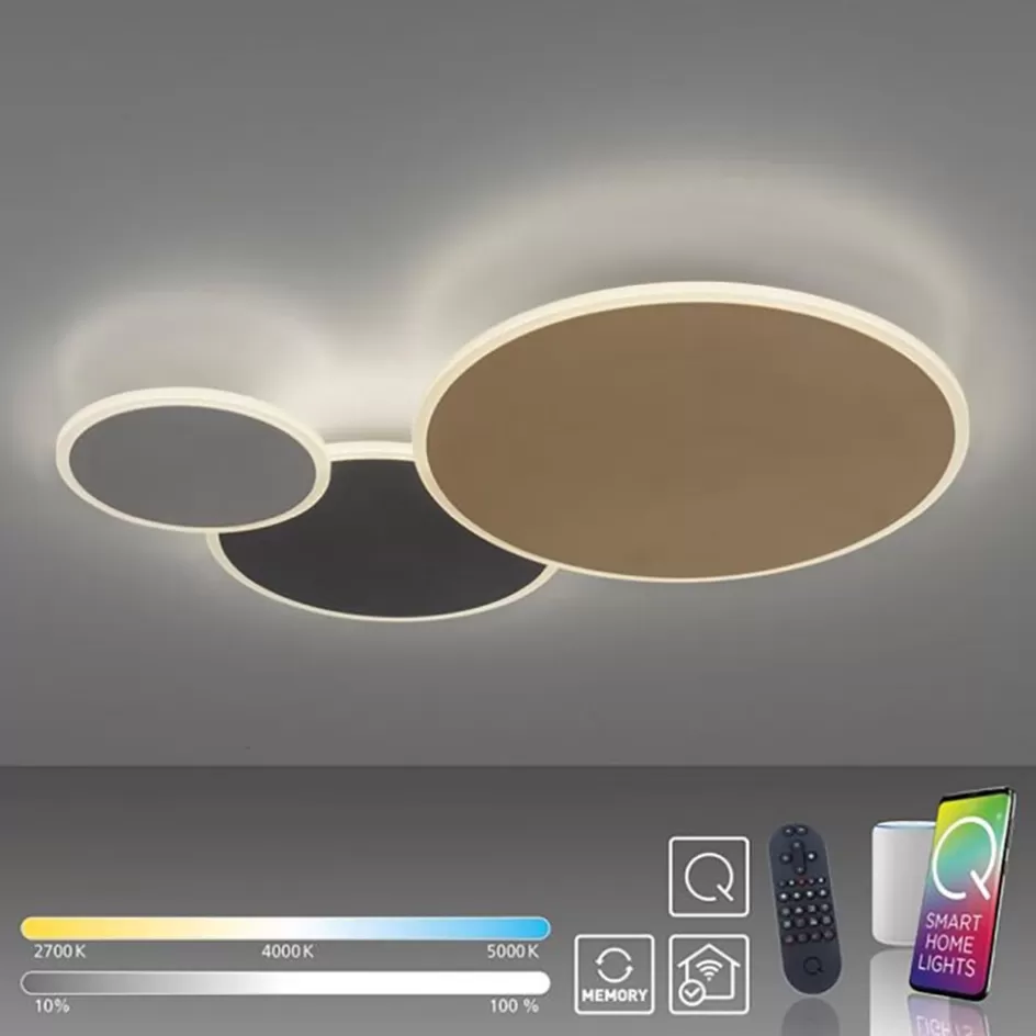 Plafondlampen | Wandlampen>Straluma Smart wand/plafondlamp ringen goud/grijs dimbaar