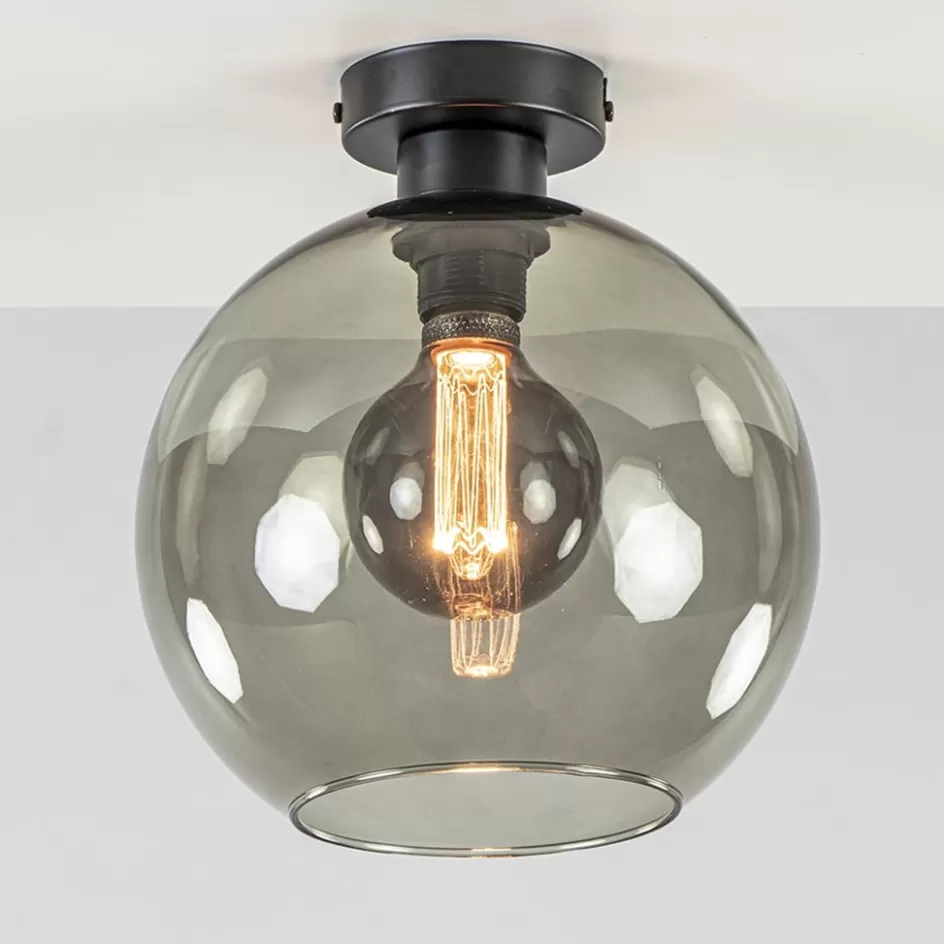 Woonkamerlampen | Slaapkamerlampen>Straluma Smoke glazen plafondlamp globe 25 cm