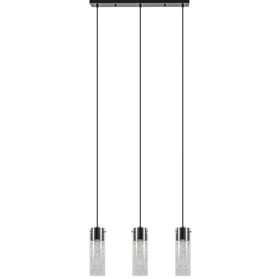 Eettafellampen | Pendel Lampen>Straluma Speelse hanglamp zwart met helder glas 3-lichts