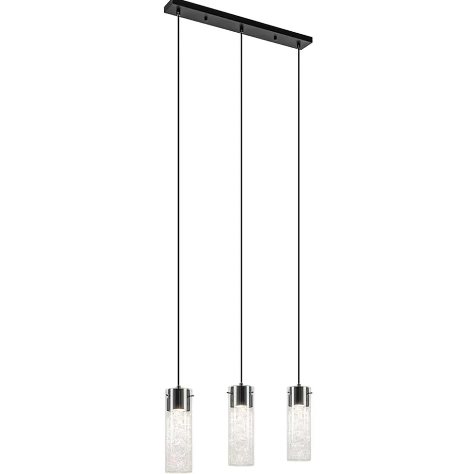 Eettafellampen | Pendel Lampen>Straluma Speelse hanglamp zwart met helder glas 3-lichts