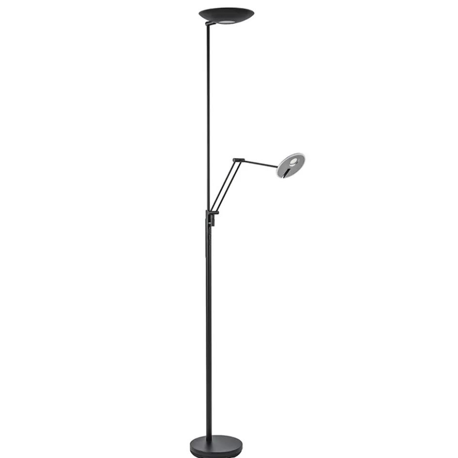 Vloerlampen | Leeslampen>Straluma Staande uplighter+leesarm zwart dim.cct