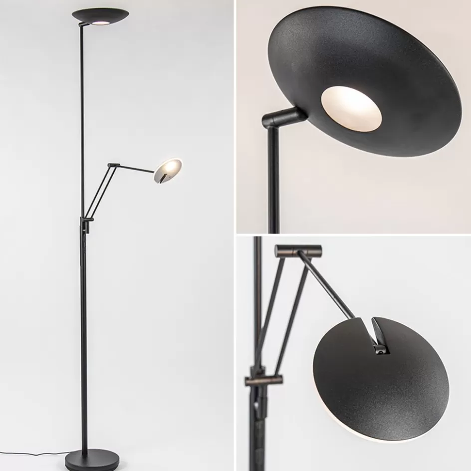 Vloerlampen | Leeslampen>Straluma Staande uplighter+leesarm zwart dim.cct