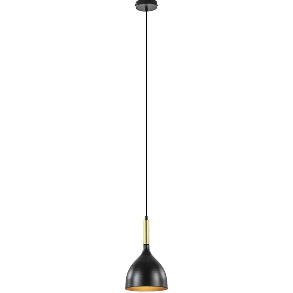 Keukenverlichting | Hanglampen>Straluma Stijlvolle kleine hanglamp zwart met goud