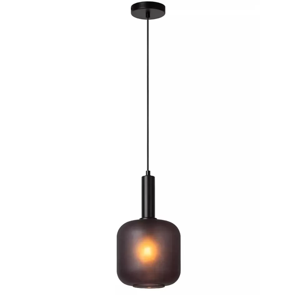 Eetkamerverlichting | Hanglampen>Straluma Stoere hanglamp zwart met mat zwart glas