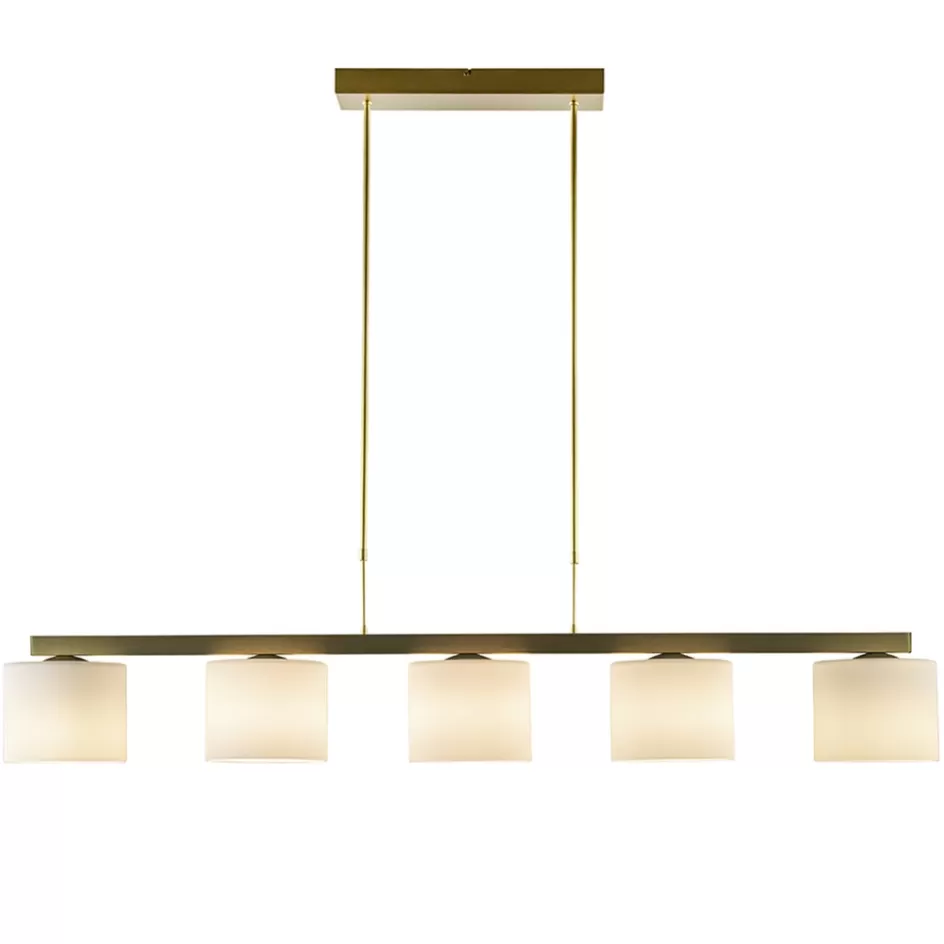 Hanglampen | Eettafellampen>Straluma Strak klassieke hanglamp goud met mat wit glas